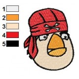 White Angry Bird with Skull Hat Embroidery Design